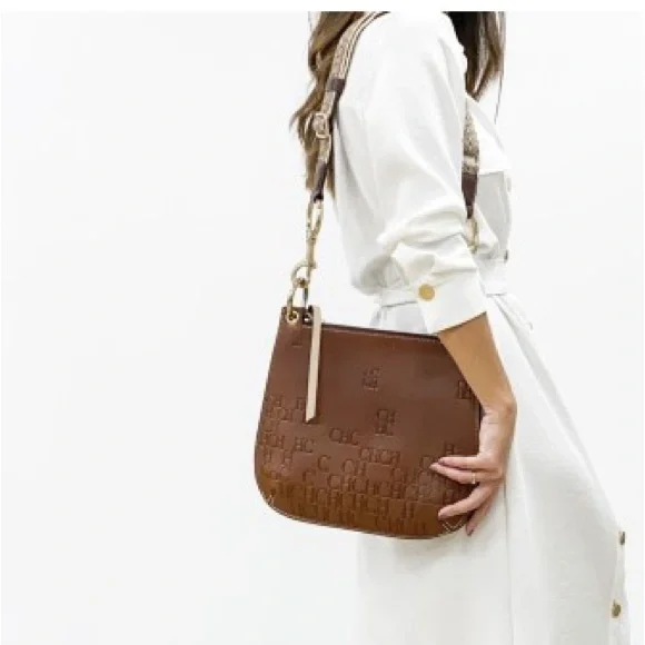 Carolina Herrera Castañuela Brown Logo Crossbody Reversible Bag - Picture 6 of 16